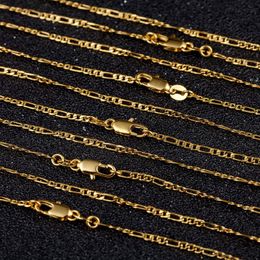 2mm Gold Figaro Chain Necklaces for Men Women 3:1 Flat Design Figaro Jewelry Fashion DIY Accesories Gifts 16 18-30 Inches