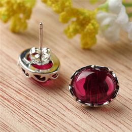 Fashion- 925 Silver Garnet Earring for Women Red Corundum Punk Trendy S925 Sterling Silver Earrings Jewellery LE25