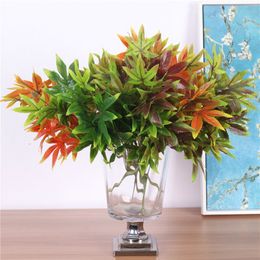 5 fork maple leaves simulation silk green plant tree leaves home garden decoration Artificial flowers wedding scene layout