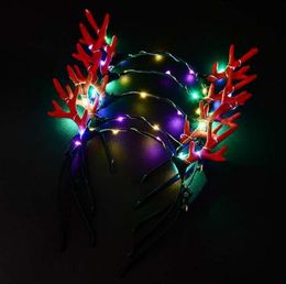 Christmas Supply Cool LED antlers Headband Luminous Headwear Flash Light Halloween Concert Performance Party Wedding Toys Headdress SN3978