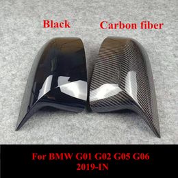 Pair Carbon Rear side view mirror cover caps for Bmw X3 X4 X5 X6 G01 G02 G05 G06 ABS M look 2019-IN