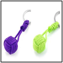 Fashion- Survival Woven Paracord Lanyard Keychains Tactical Parachute Rope Cord Ball Keyring Key Chains 12colors US DHL Free