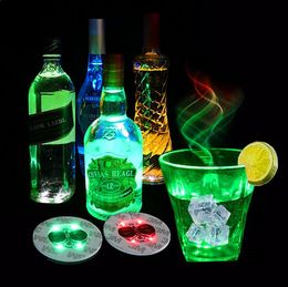 Universal LED Light Bottle Sticker Round Waterproof Flash Coasters Mat Paster High Brightness Ultra Thin Cup Stickers Party Gift SN2013