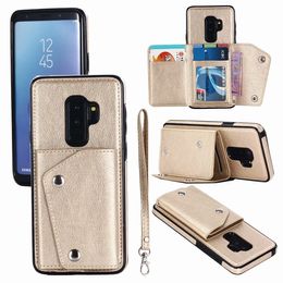 Pu Leather Case with Back Multiple Card Slots Portable String FOR Samsung Galaxy S10 S10E S10 PLUS S8 S9 NOTE 10 PRO note 8 9 100pcs/lot