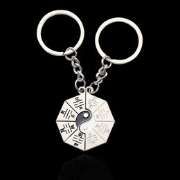 Black White Yin Yang Tai Chi Pendants Keychains Best Friends Key Rings Holder For Women Men Enamel Friendship Jewellery