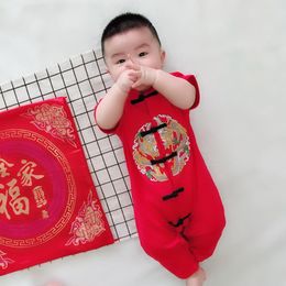 baby clothes Chinese style baby suit Newborn Infant Girls Boys New Year Embroidery Romper Jumpsuit Outfits #3N27