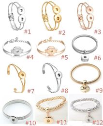 Noosa Silver Gold Plated Snap Button Bracelet 18mm Snap Buttons charm Bracelet Bangles DIY Snap Button Jewelry
