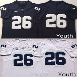 GIOVANI #26 Saquon Barkley College Penn State Maglie bianche Blu bambini Dimensioni American Football Wear Stitched Jersey Mix Order