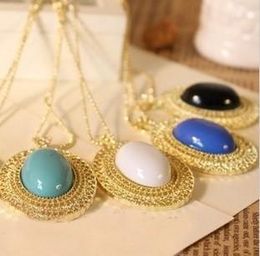 Pendant necklace accessories women Jewellery oval cutout gem necklace lovers necklace Gold Plated Chain Vintage Necklaces