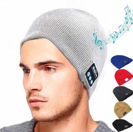 Bluetooth Music Knitted Hat Soft Warm Wireless Speaker Receiver Outdoor Sports Smart Cap Headset Beanies Hat Fashion Winter Warm Caps LT1446