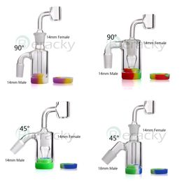 New 14mm 18mm Male Female Glass Ash Catcher With 10ML Silicone Container Reclaimer 4mm Quartz Banger For Glass Water Bongs Dab Oil Rigs