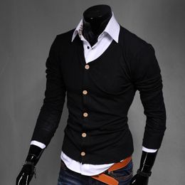 Mens Fashion Boutique Pure Colour Cotton Cardigan V-neck Formal Social Business Knitting A Sweater Male Sweater High Quality Hotsale Trend