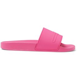mens womens unisex designer pool slide sandals logo-embossed open toe slip on rubber flat slippers with