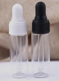 -Flacone di vetro 5ml trasparente / ambrato flacone cosmetico profumo di olio essenziale ejuice mini bottiglia di vetro campione con contagocce pipetta nero personalizzato