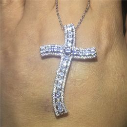 Vintage Big Cross pendant necklace 925 Sterling silver 5A Cz Stone Party wedding Cross Pendant for women men Jewellery Gift