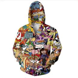 Mens Womens Designer Hoodies Coat Cartoon Totally 90s Fashion Tops Long Sleeve Winter Jacket for Couples Asian Size S-7XL AA03