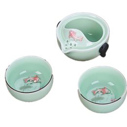 Fish Creative Portable Teapot Set Travel Quik Cup 1 Pot 2 Cups Car Office Outdoor Tea Pot Kung Fu Fish Cup Set