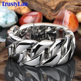Trustylan 31mm Wide Shiny Bracelet Men Cool Punk Stainless Steel Jewellery Fashion Men's Bracelets & Bangles Hand Thick Chain J190625