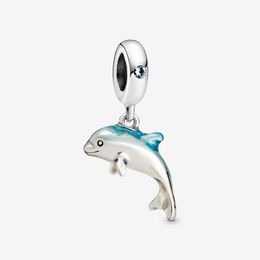 New Arrival 100% 925 Sterling Silver Shimmering Dolphin Dangle Charm Fit Original European Charm Bracelet Fashion Jewellery Accessories