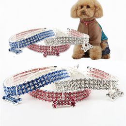 Dog Collars Crystal Rhinestone Pet Dog Cat Collar Puppy Necklace Collars Leashes Diamond Jewelry Christmas Gift WX9-1755