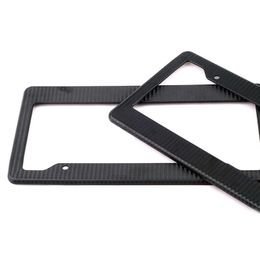 number plate with frame UK - 2x Black Carbon Fiber Number Plate Universal American License Plate Frame Auto Accesse Plate Frame Tag Cover Holder With Screw Caps