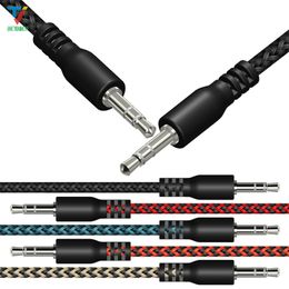 500pcs Braided Audio Auxiliary Cable 1m 3.5mm Wave AUX Extension Male to Male Stereo Car Nylon Cord Jack For Samsung phone PC MP3 Headpho