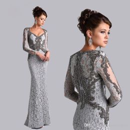 2020 New Arrival Long Sleeve Lace Evening Dresses Mermaid Luxury Beading Prom Gowns 2020 Newest Robe De Soiree BC1709
