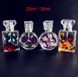 New Arrival 20ml Thick Glass Perfume Bottles with Hand Painted Flower Decoration Empty Spray Glass Bottle Refillable