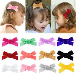 12 Colours Baby Girl Hair Accessories fashion Lolita Style Solid Colours Velvet Bow Barrettes Girl Infant Hair Accessories Headband