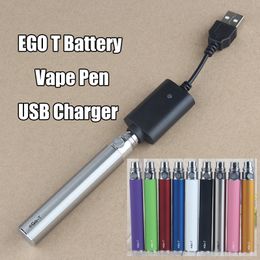 EGO T EGO-T Evod Vape Pen Batteria Sigaretta elettronica Caricatore USB per 510 thread eCig Vaporizzatore CE6 CE4 H2 Wax Glass Globe Tank