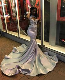 2019 African Mermaid Lace Prom Gowns Sequins Formal Evening Dress Party Gowns Applique 8th grade graduation occasion Dresses253I