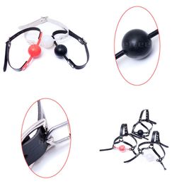 Bondage Hot Solid Silicone Lockable Leather Head Harness Ball Mouth Gag Roleplay Slave B901