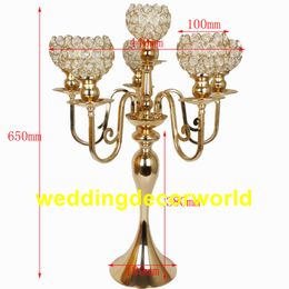 5 arm Crystal Candle Holder Wedding Candelabra Centrepieces Centre Table Candlesticks Party Decor Lantern stand Silver/Gold home decor917