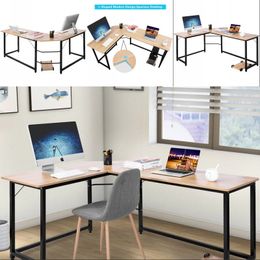 -US Shaped Desk Corner Computer PC Tisch Workstation Home Office Schreibtisch Walnut Wohnzimmer-Dekoration