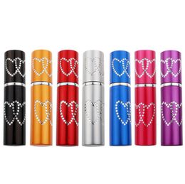 High Quality 5ml Lovely Double Love Heart Pattern Refillable Aluminum Perfume Bottle Empty Spray Atomizer Container