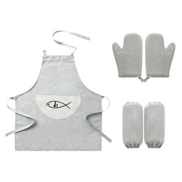1 conjunto de luxo de linho de algodão Matchs de cozinha de cozinha de mangas de cozinha para uso em restaurantes em casa Uso de padaria (branco acinzentado)