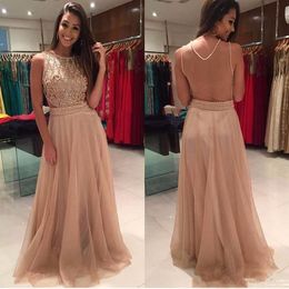 Scoop Neckline Formal Evening Dresses High Quality Beaded Floor Length Sleeveless Long Party Gown Custom Made Prom Dresses Z32