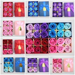 Hot Creative Gradient Simulation Rose Soap Flower 6pcs/set Birthday Valentine's Day Gift Handmade Petals Decor