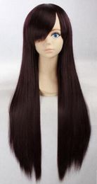 FREE SHIPPIN + Dark Brown Wig Rapunzel Full-bodied Synthetic Hair Anime Makinami Mari Illustrious Cosplay Wigs