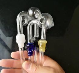 Colour And Clean Handle Skull Smoking Pipe Curved Glass Pipes with One Coloured Balancer Length 16cm 20pcs/lot