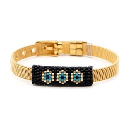 Charm Bracelets 2022 Trendy Men Bracelet Jewellery Stainless Steel Miyuki Gold Snap Button Mens Braclets Boyfriend Gift