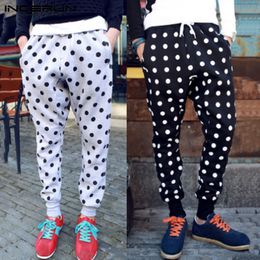 INCERUN Polka Dot Print Mens Harem Pants Elastic Waist Casual Joggers High Street Fashion Workout Trousers Men Sweatpants S-3XL242v