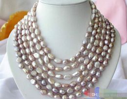 A 6ROW 14MM lavender BAROQUE FW CULTURED PEARL NECKLACE