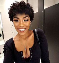 beauty hairstyle lady's brazilian Hair African Americ short curly black Colour wigs Simulation Human Hair afro short curly wig with bangs