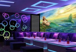 Wholesale Bar KTV Decoration 3d Wallpaper Beautiful Noble Mermaid Character Mural Wallpaper Generous and Elegant Wallpaper