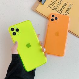 neon phone case Canada - Cute Neon Fluorescent Solid Color Phone Case For iPhone 7 8 Plus 11 Pro X XS MAX XR 2020 Lovely Candy Soft Clear Cover