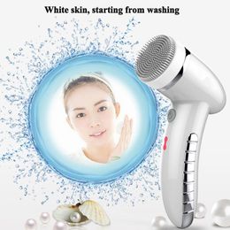 sonic vibration facial massager UK - Sonic Vibration Facial Clean Brush Silicone Skin Deep Cleaning Brush Facial Massage with 4 Replace Heads Free shipping