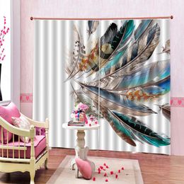 Wholesale 3d Curtain Beautiful Coloured Feathers Beautiful And Practical Blackout Curtains In The Living Room Bedroom