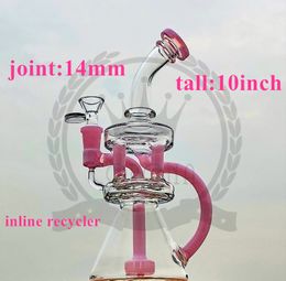 hookah Color Glass Puprle Pink Green red Bong Recycler Dab Oil Rig Beaker Glass Water Pipes