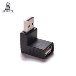 100pcs/lot 90 degree angled USB 2.0 A male to female Adapter USB2.0 Coupler Connector Extender Converter for laptop PC black